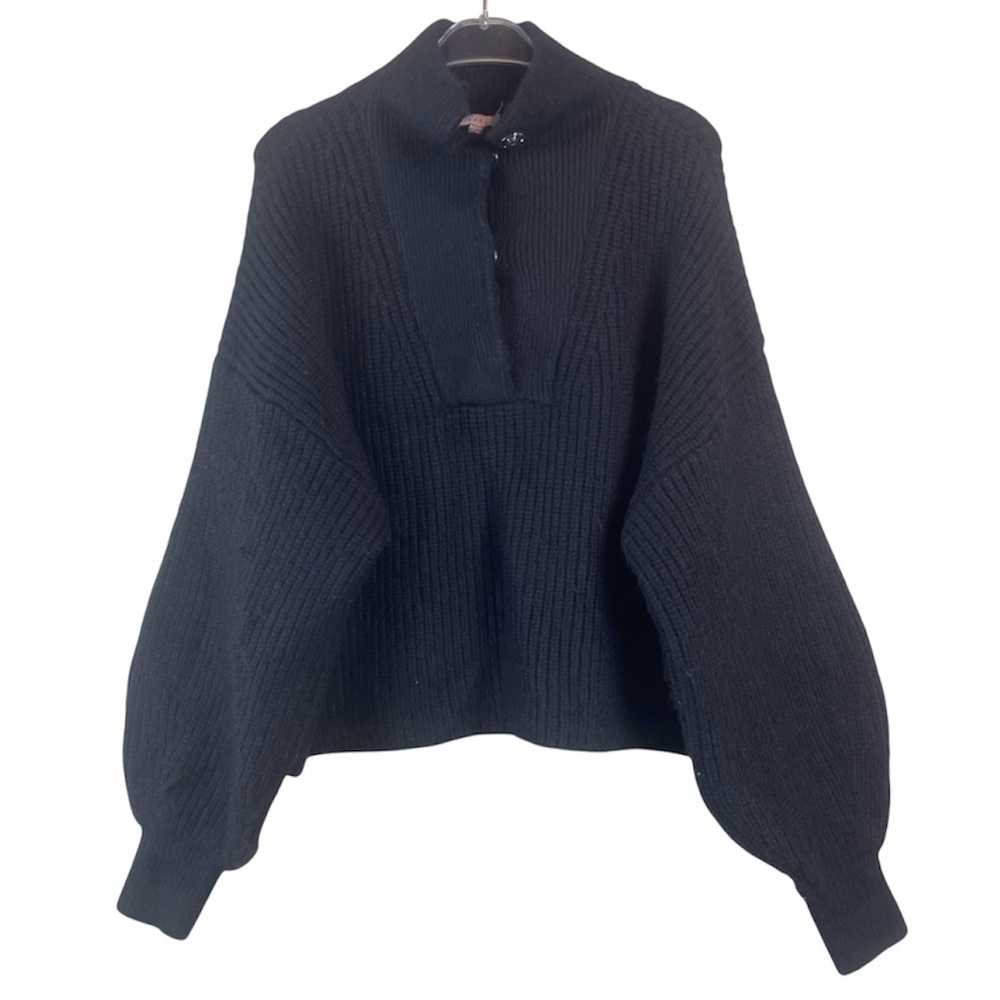 NWOT TopShop Sweater Puff Sleeves Smock  Wrist Cropped Oversized Sz M